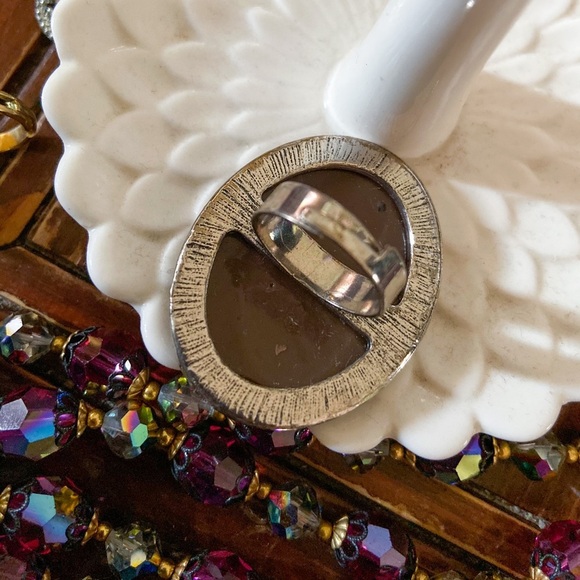 Resin Cameo Silhouette Victorian Ring Adjustable Goth - Picture 5 of 5